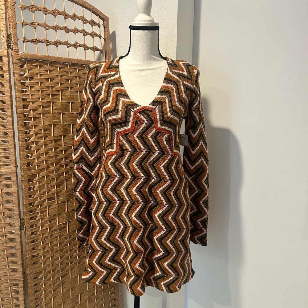 NWT Free People Multicolor Chevron Knit Dress